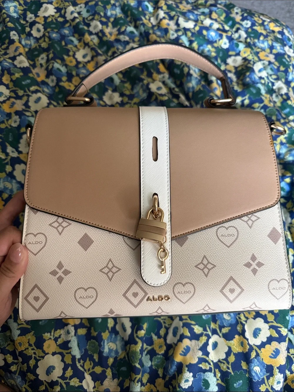 ALDO Two-Tone Pink & Cream Top-Handle Satchel